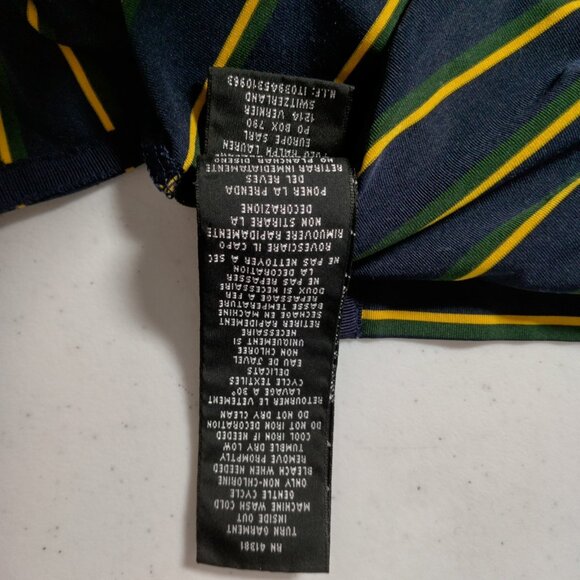 Ralph Lauren RLX Polo Shirt Men XL Golf Course Logo Blue Green Yellow Striped - Picture 10 of 16